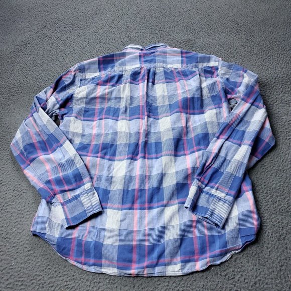 J. Crew Button Shirt Mens L Large Long Sleeve Blue Plaid - Picture 4 of 7